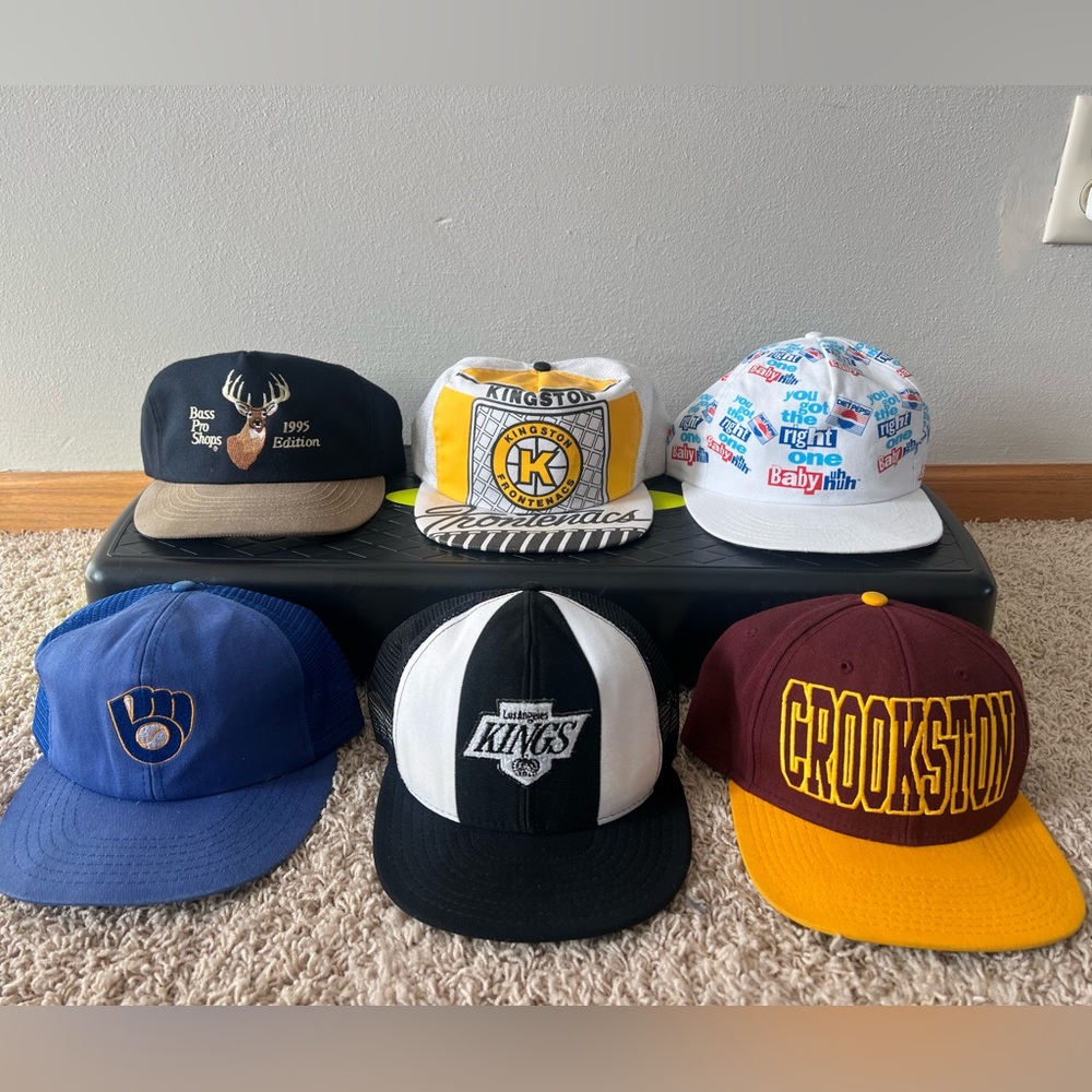 Vintage SnapBack hat lot, LA Kings, Pepsi, Milwaukee, Bass Pro, Minnesota